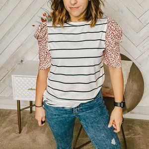 Leopard Ruffle Sleeve Top